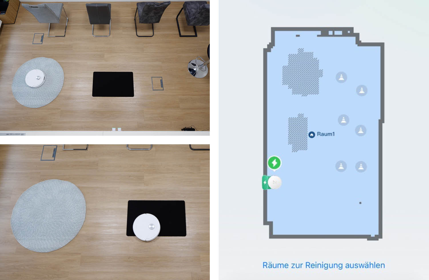 Roborock Q10 S5 Navigation Praxis Teppich rund schwarz app