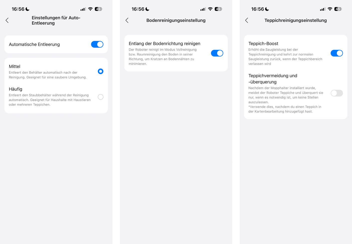 Roborock Q7 L5+ App Einstellungen Station Boden