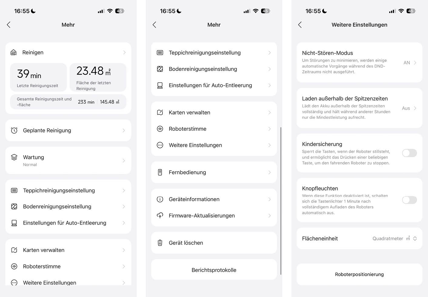 Roborock Q7 L5+ App Einstellungen
