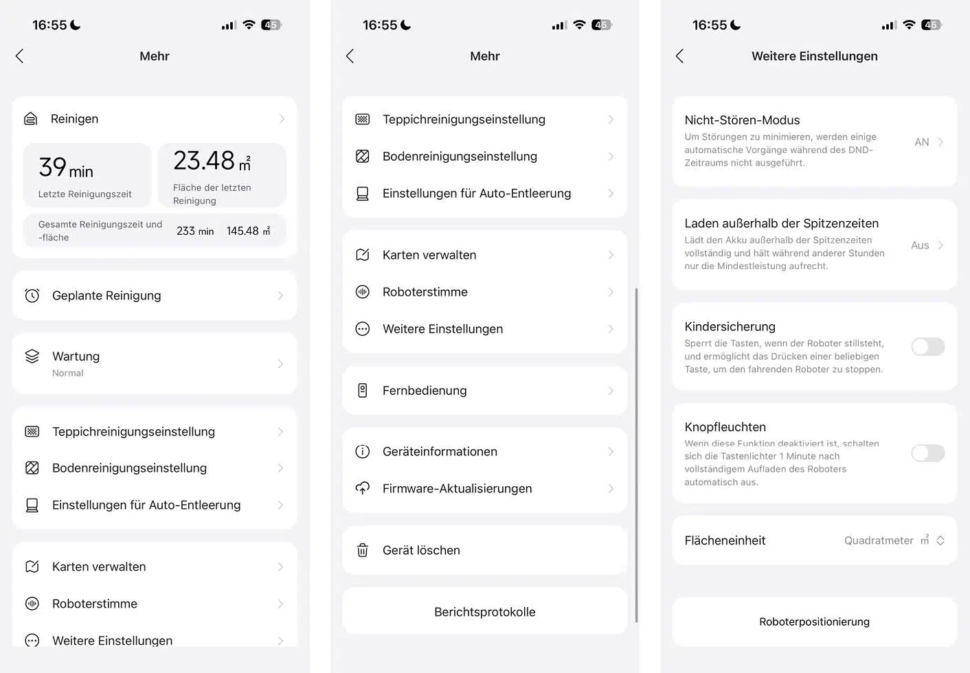 Roborock Q7 L5+ App Einstellungen