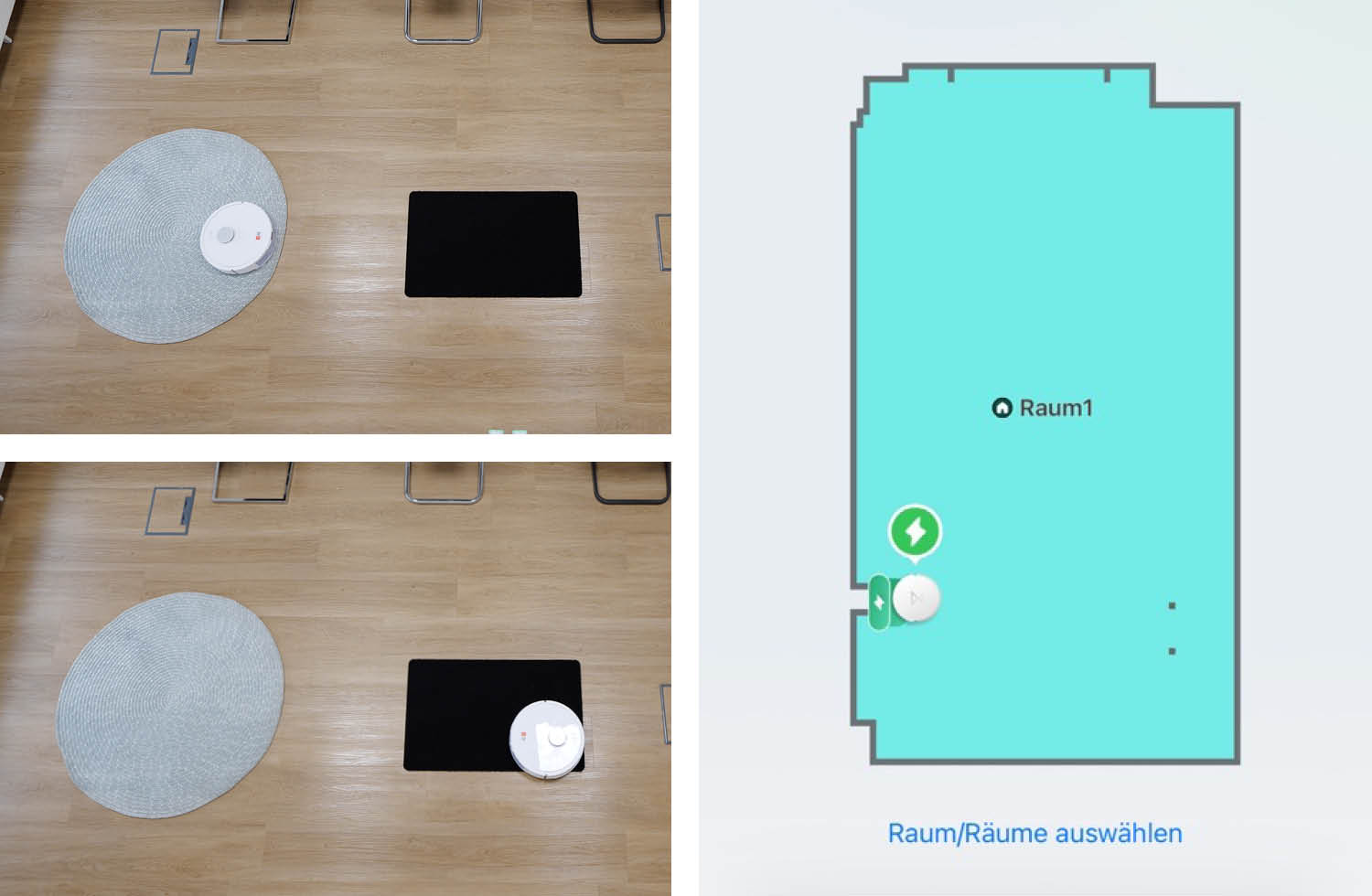 Roborock Q7 L5+ Navigation Praxis Teppich rund schwarz App