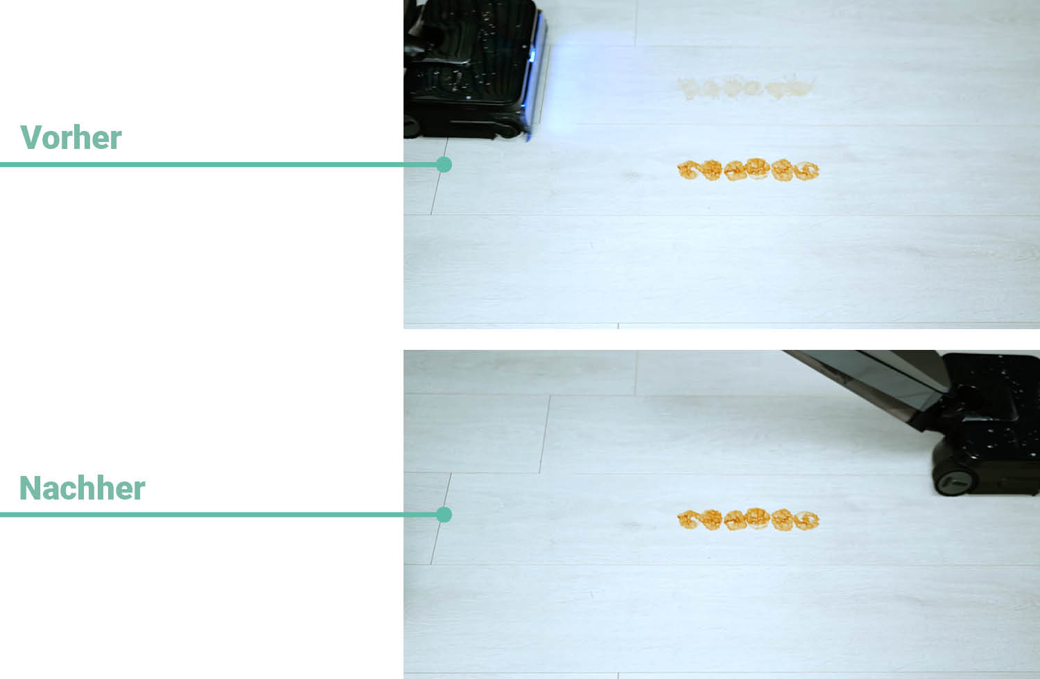 Die Reinigungsleistung des Tineco Floor One S9 Scientist bei trockenem Kaffee