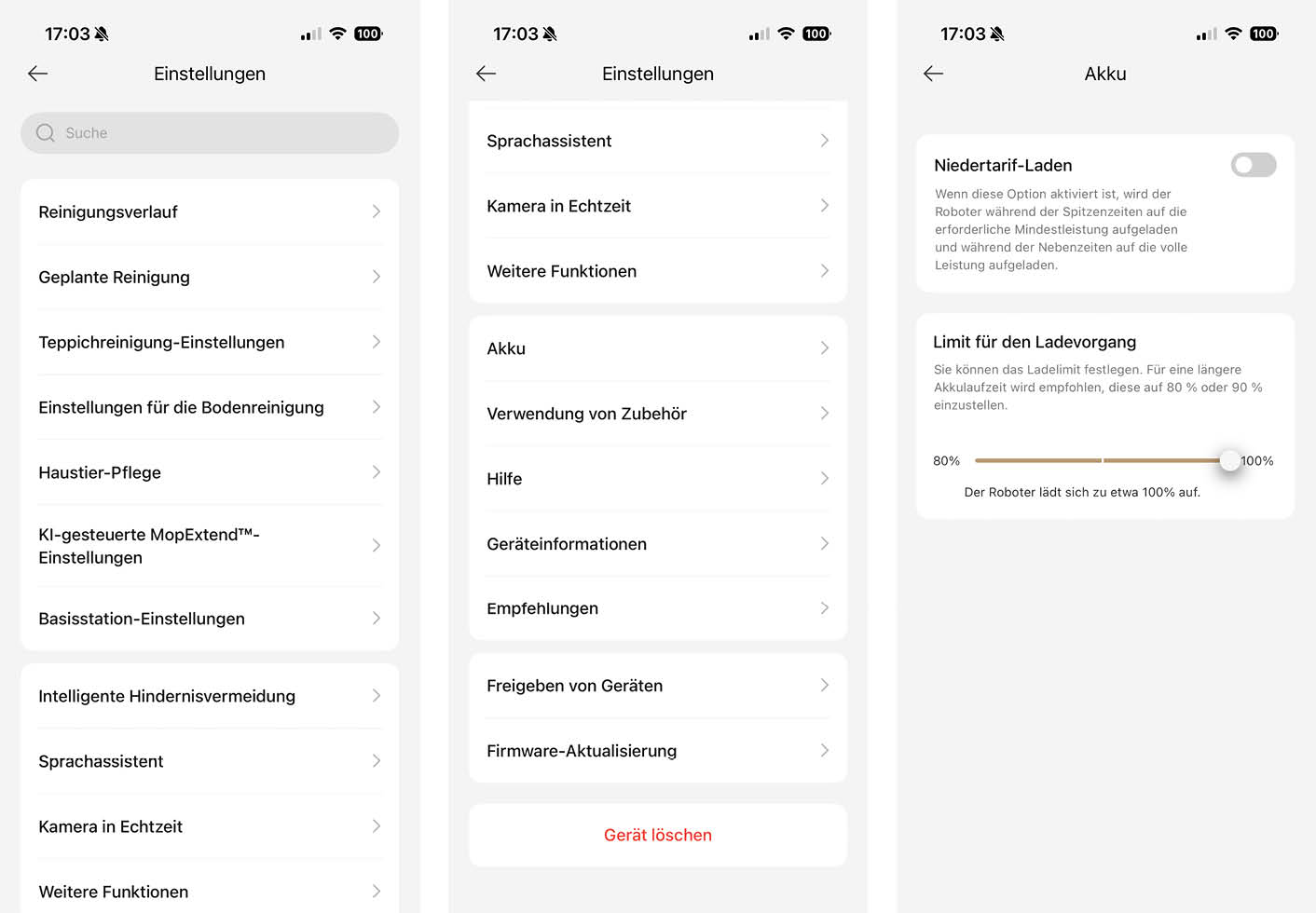 Dreame L50s Pro Ultra App Einstellungen