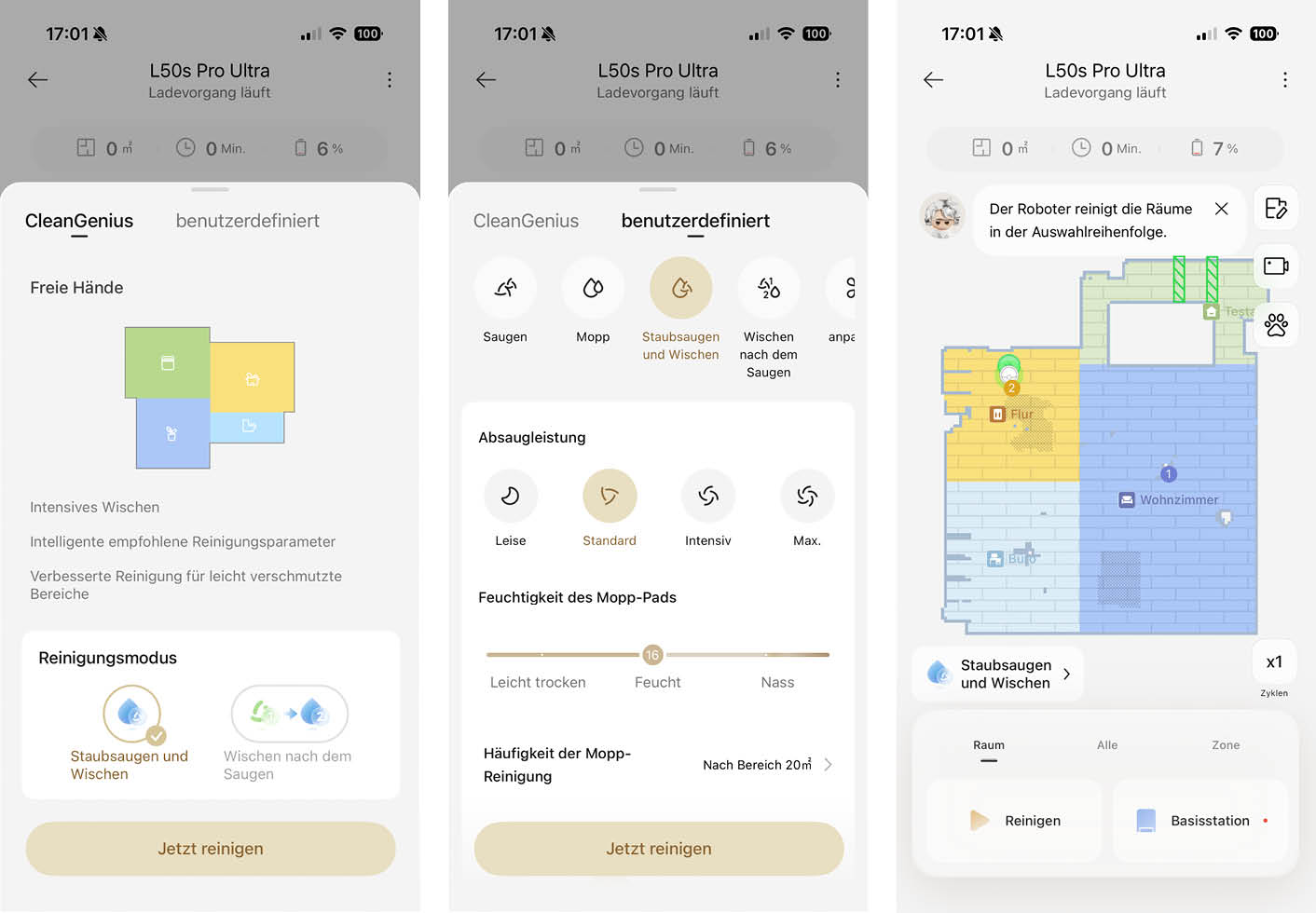Dreame L50s Pro Ultra App Reinigung