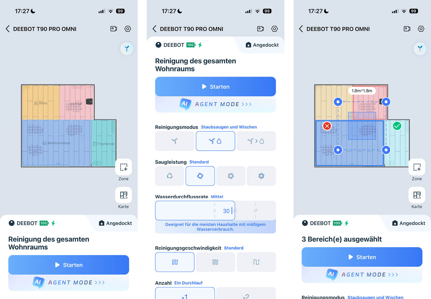 ECOVACS DEEBOT T90 PRO OMNI App Reinigung
