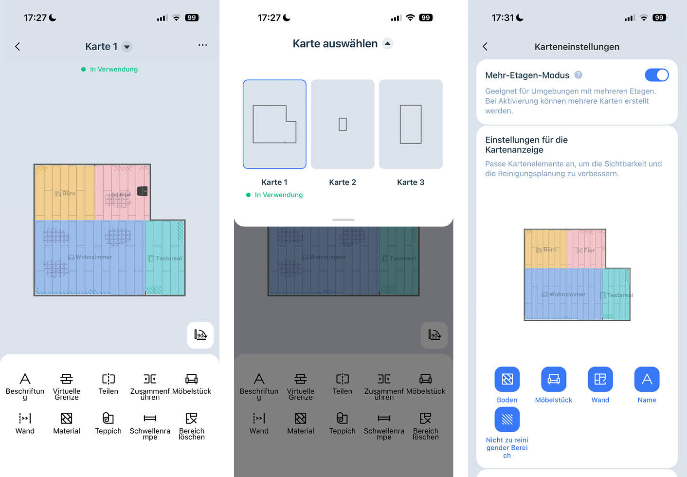 ECOVACS DEEBOT T90 PRO OMNI App karte
