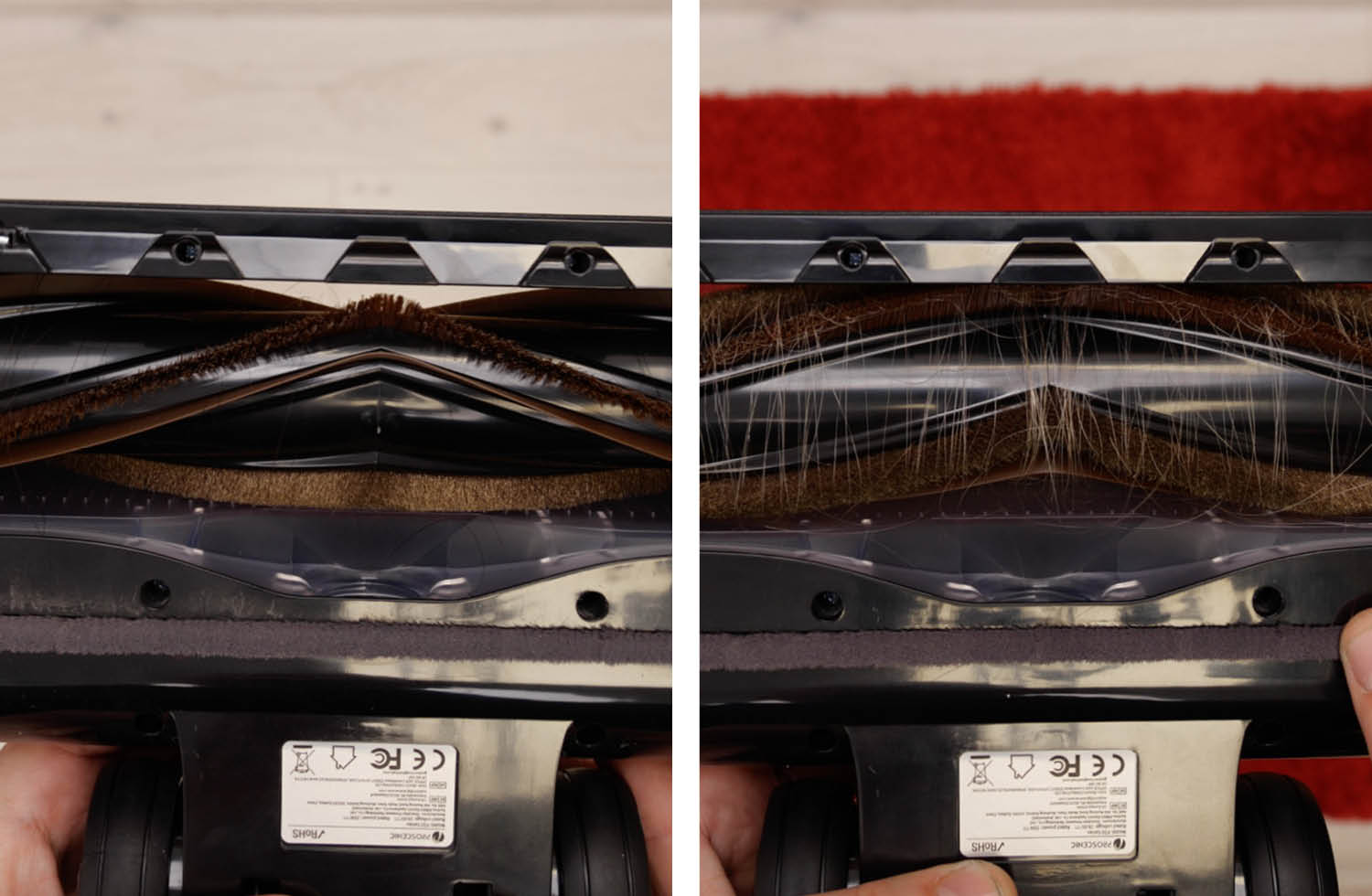 Reinigungsergebnis des Proscenic P20 OnePass bei Haaren