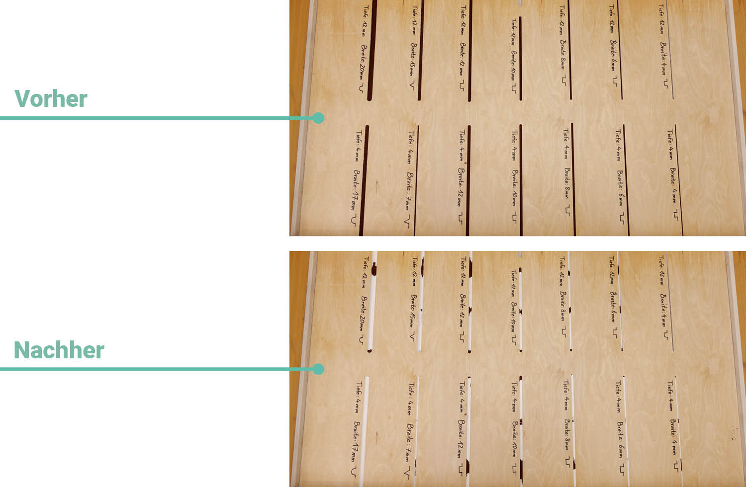 Reinigungsergebnis des Proscenic P20 OnePass in Fugen