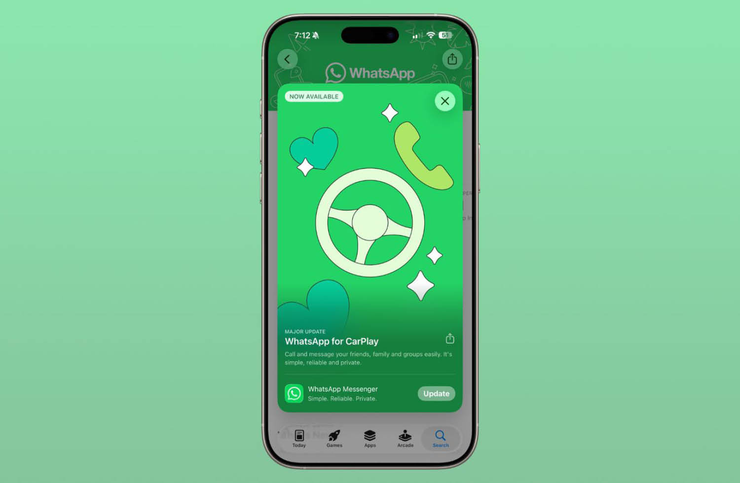 WhatsApp in Apple CarPlay