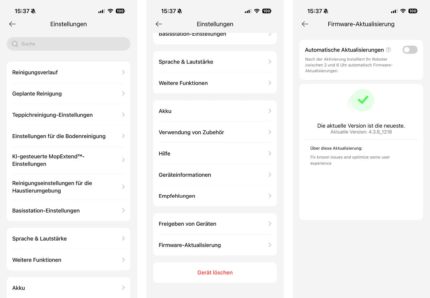 Dreame L50 Ultra AE App Einstellungen