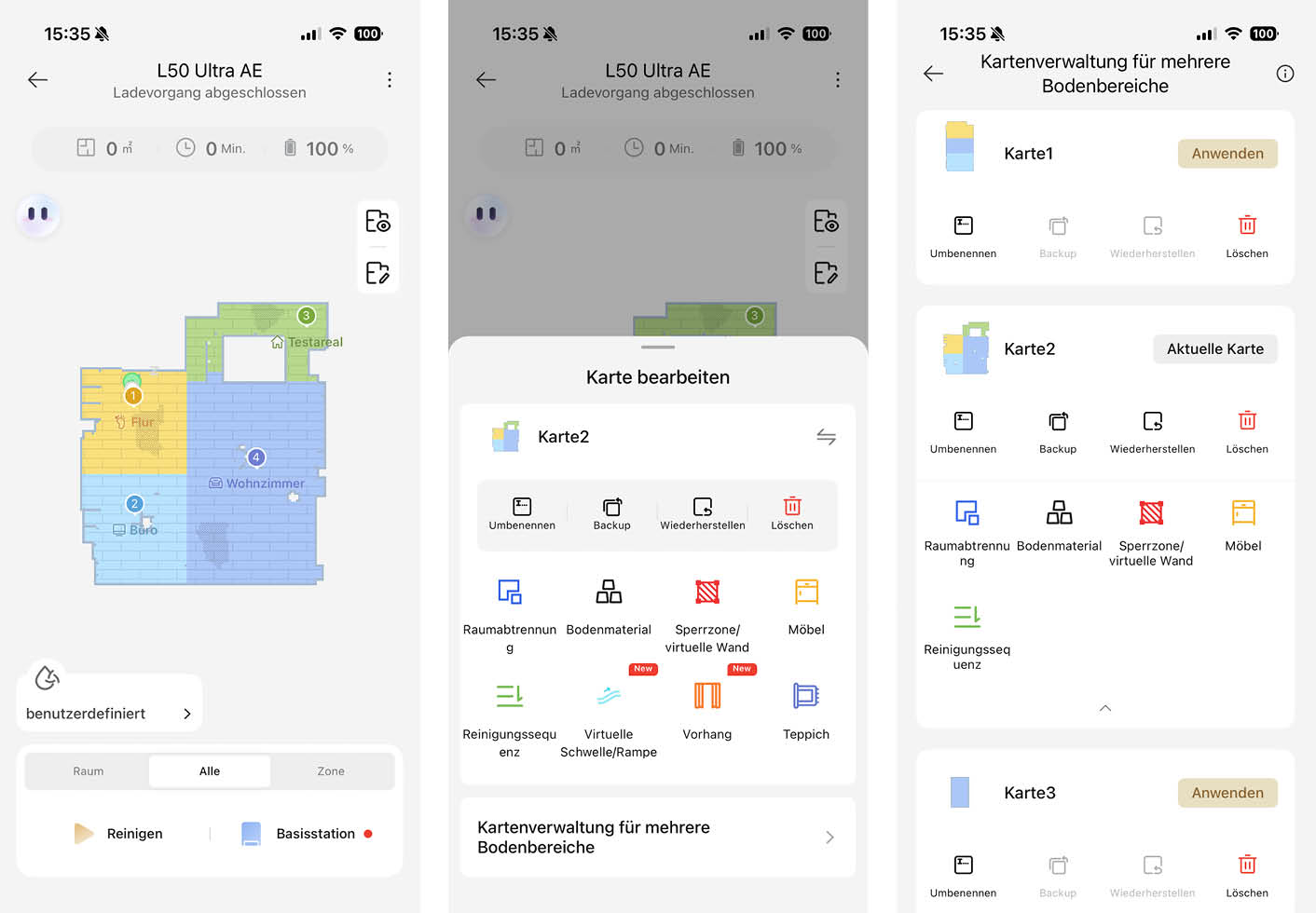 Dreame L50 Ultra AE App Karte
