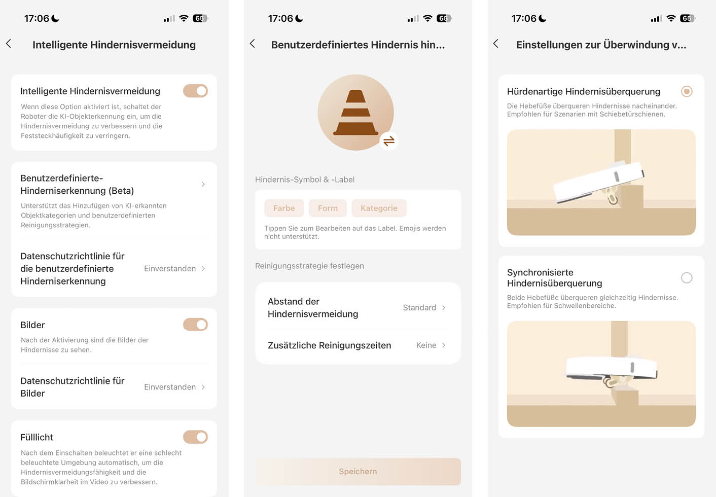 MOVA V70 Ultra Complete X App Hindernisse