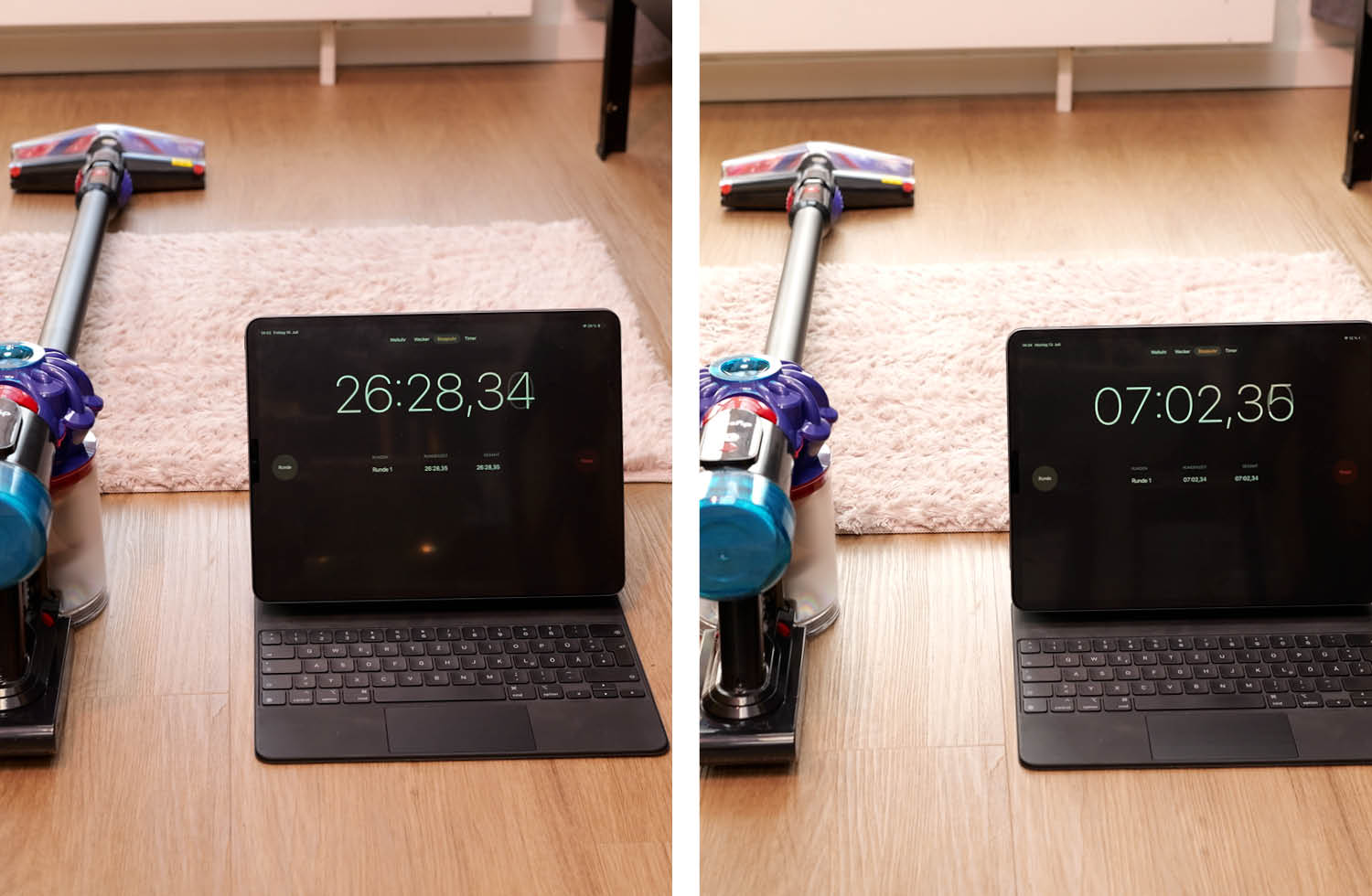 Die Akkulaufzeit des Dyson V10 Konical