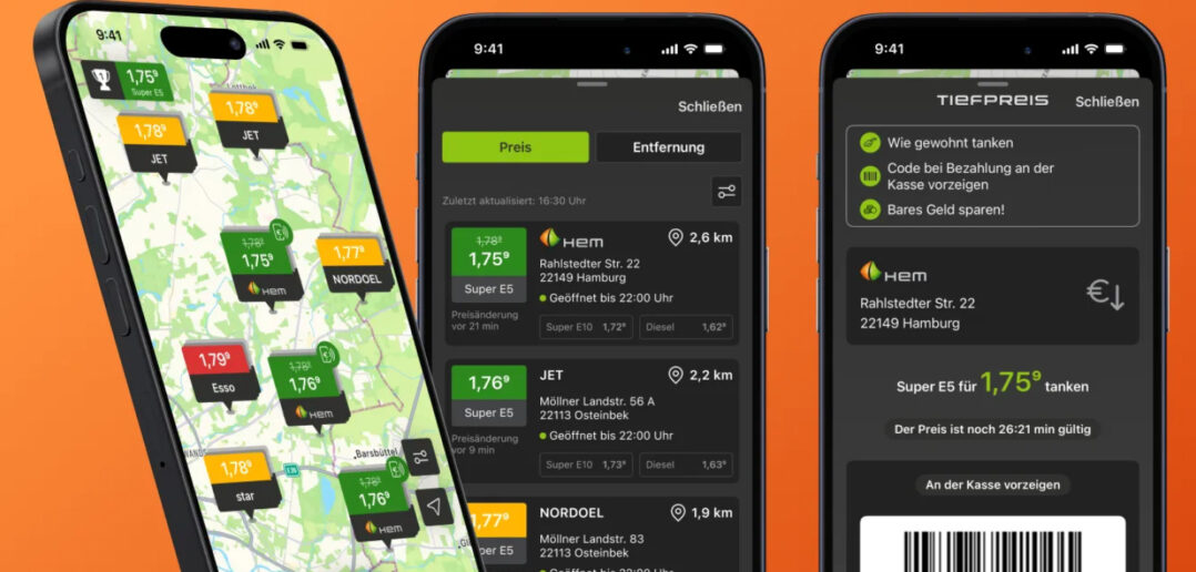 HEM-App vergleicht Preise von mehr als 15.000 Tankstellen.
