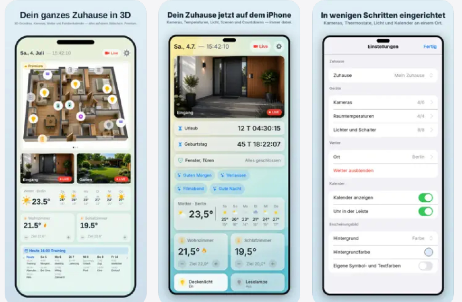 HomeDashboard: Neue App macht das Wand-iPad zur HomeKit-Zentrale mit Kameras, Klima und interaktivem 3D-Grundriss ab Version 2.0