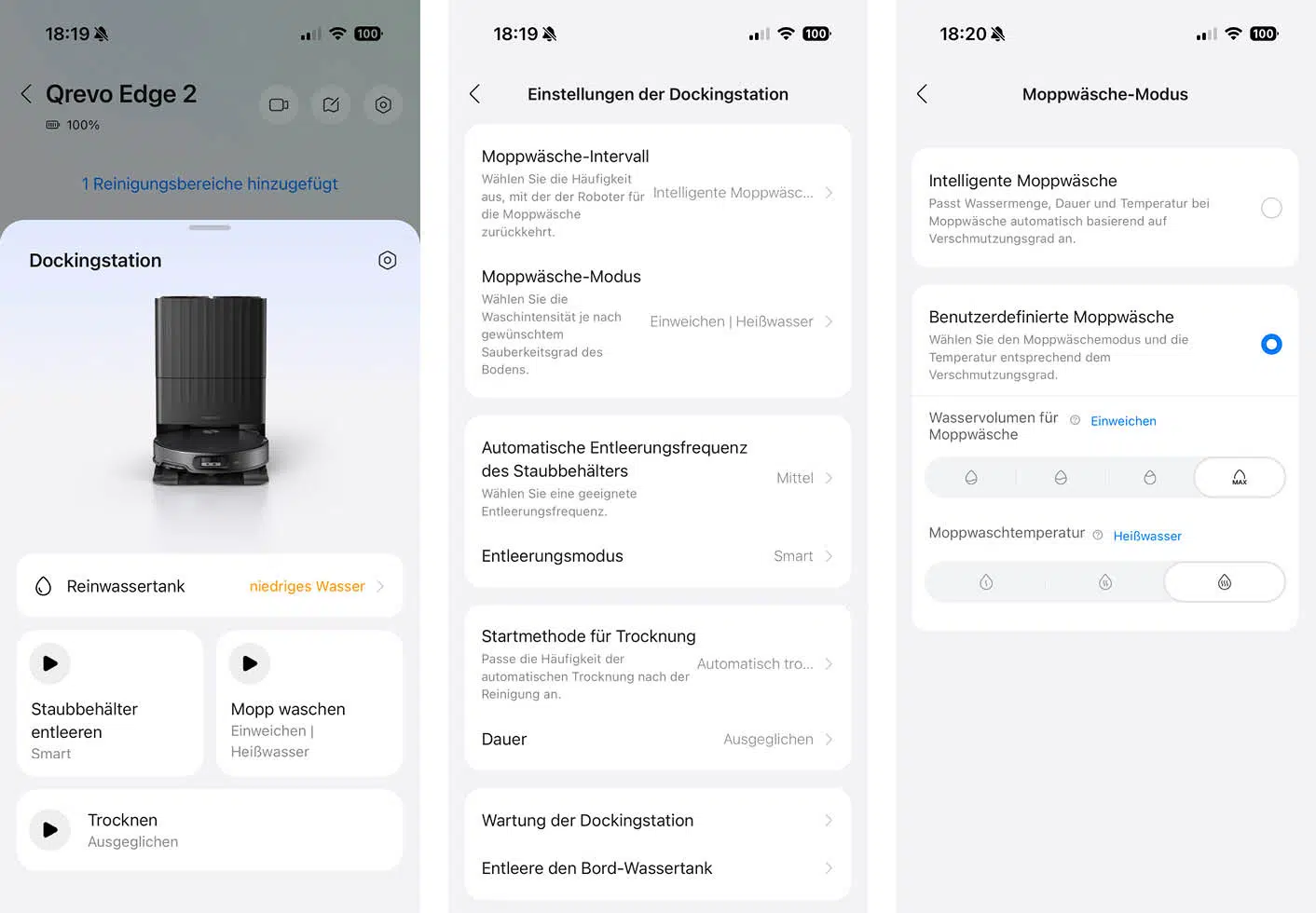 Roborock Qrevo Edge 2X App Reinigungsstation